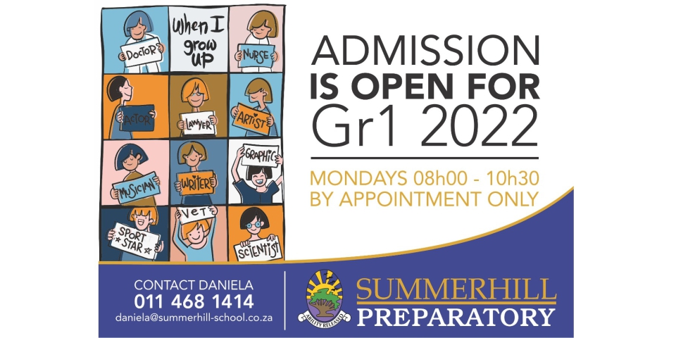 Summerhill Preparatory Grade 1 admission process is in full swing for the 2022 year